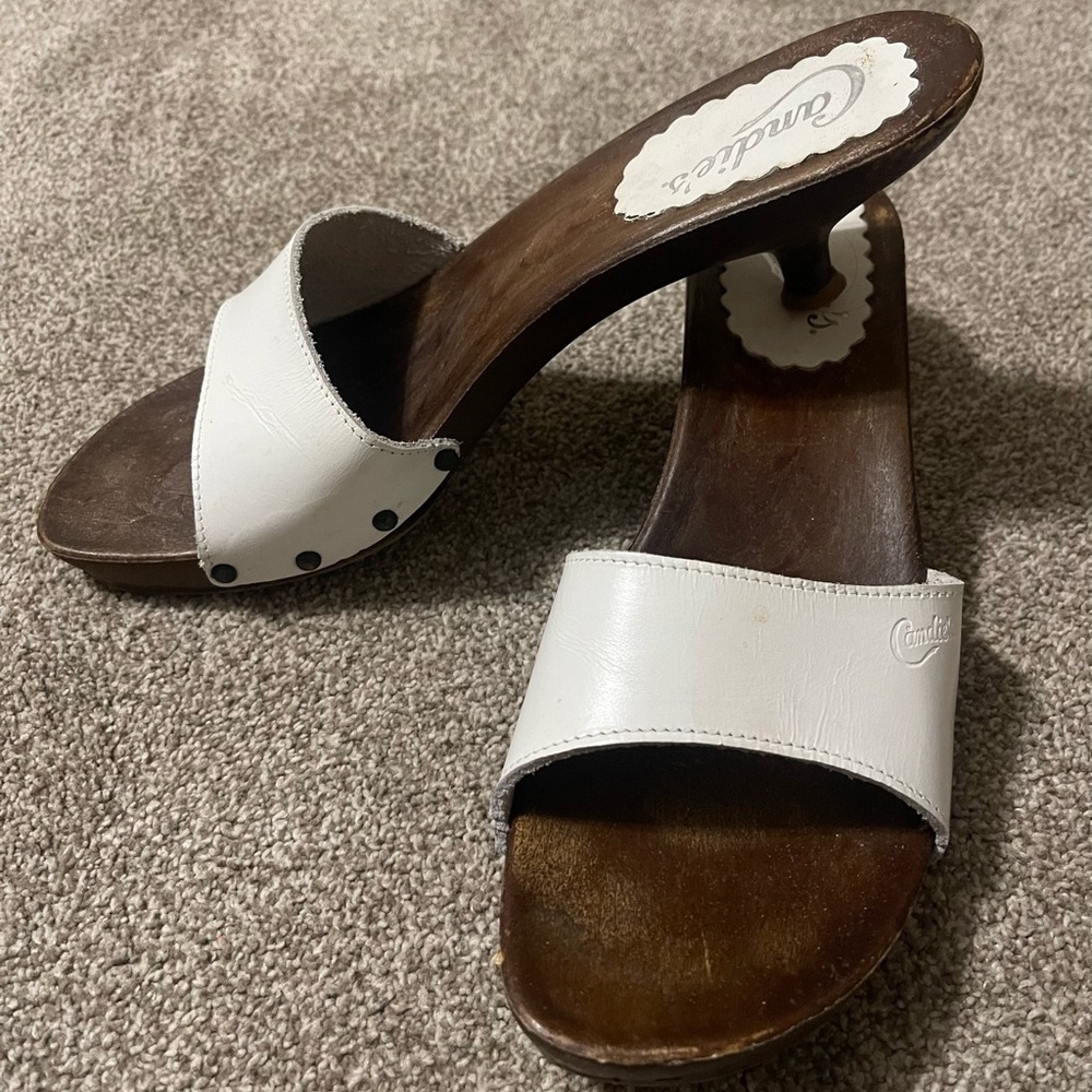 Vintage Candies Wooden Slide Heeled Sandals (size 10)